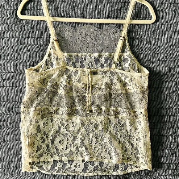 Anthropologie Sheer Mixed Lace Cami In Ivory Size S NWT - Picture 6 of 14